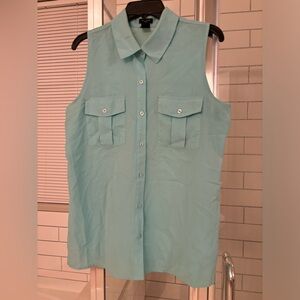Ann Taylor sleeveless blue blouse, size L